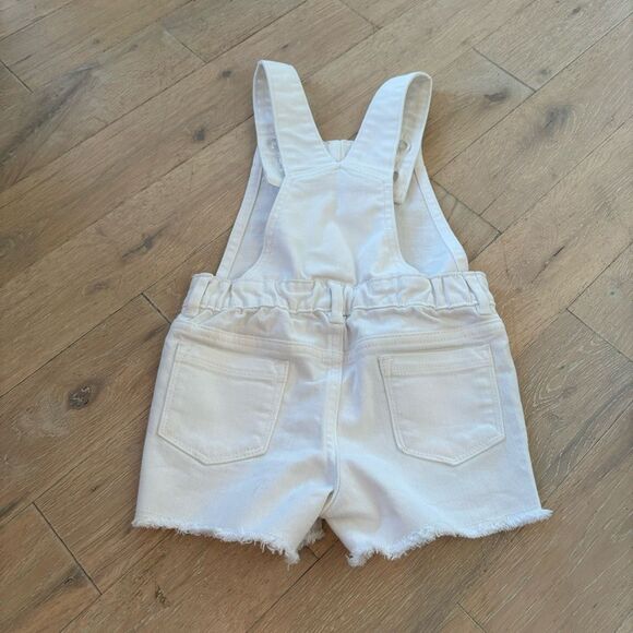 Old Navy White Denim Bib Short Overalls Size 4T - Picture 3 of 12